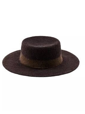 Zara Two-Tone Brown Wool Boater Hat